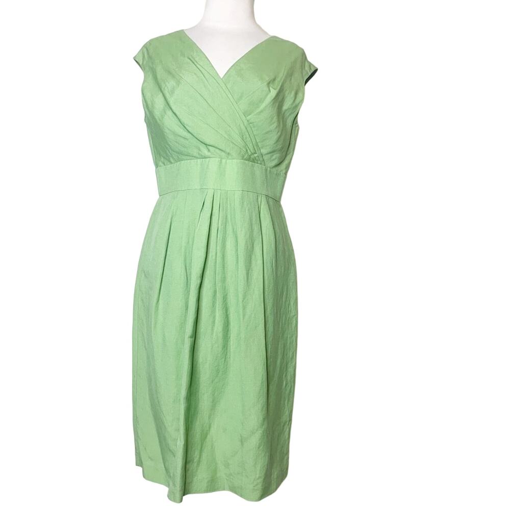 Lafayette 148 linen blend green cross over dress sz 6 - Picture 1 of 6